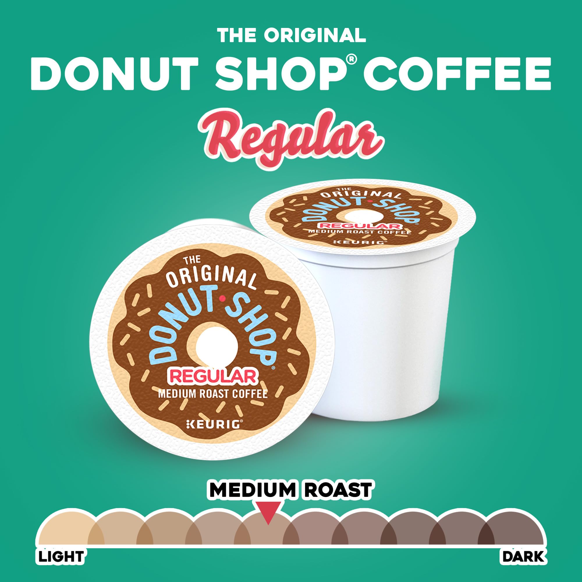 The Original Donut Shop Regular K-Cup pods compatible with Keurig machines for easy use.