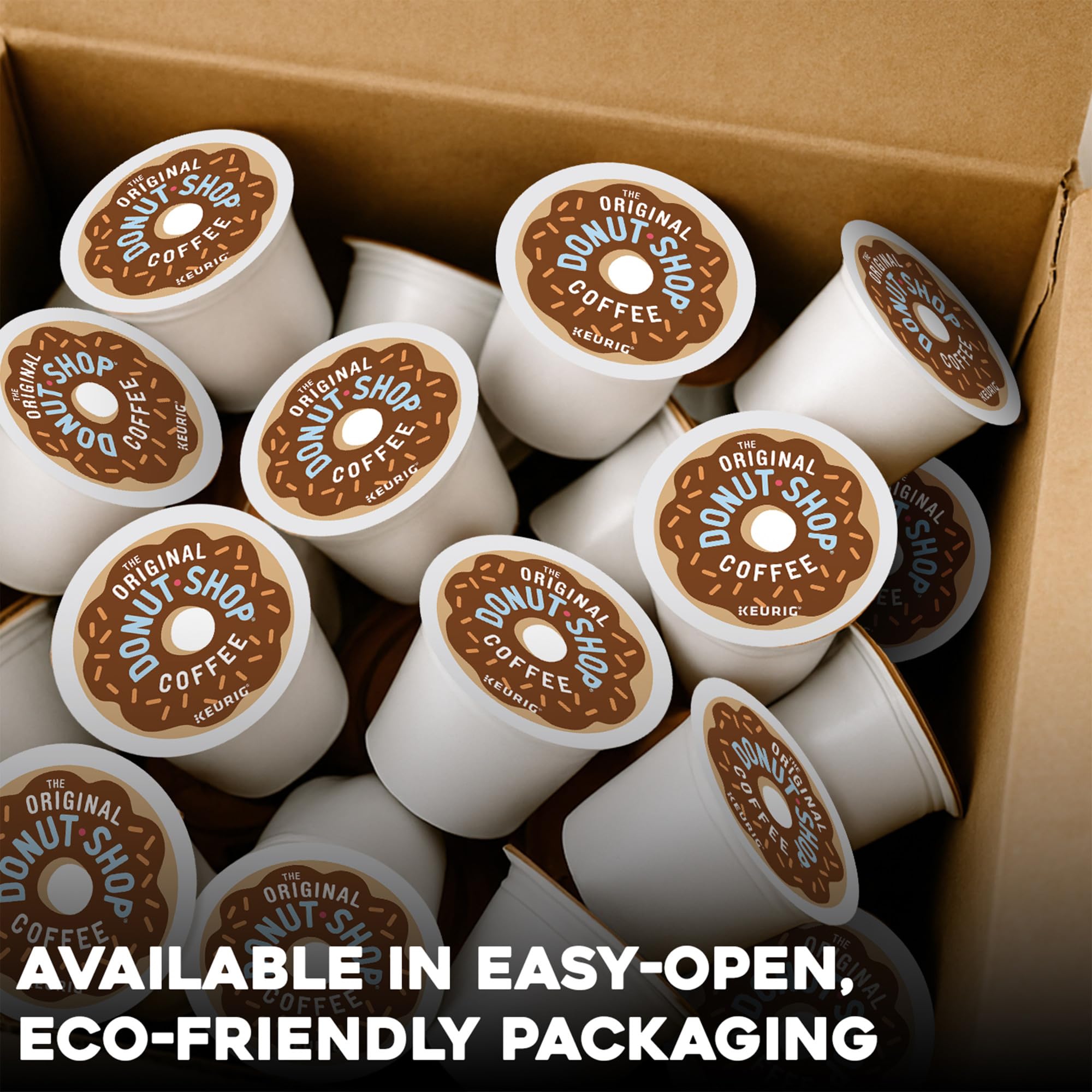 The Original Donut Shop Regular K-Cup pods in action delivering bold, reliable flavor.