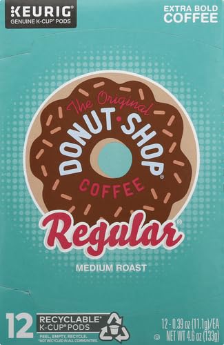 The Original Donut Shop Regular coffee in a brewed cup with bold flavor.