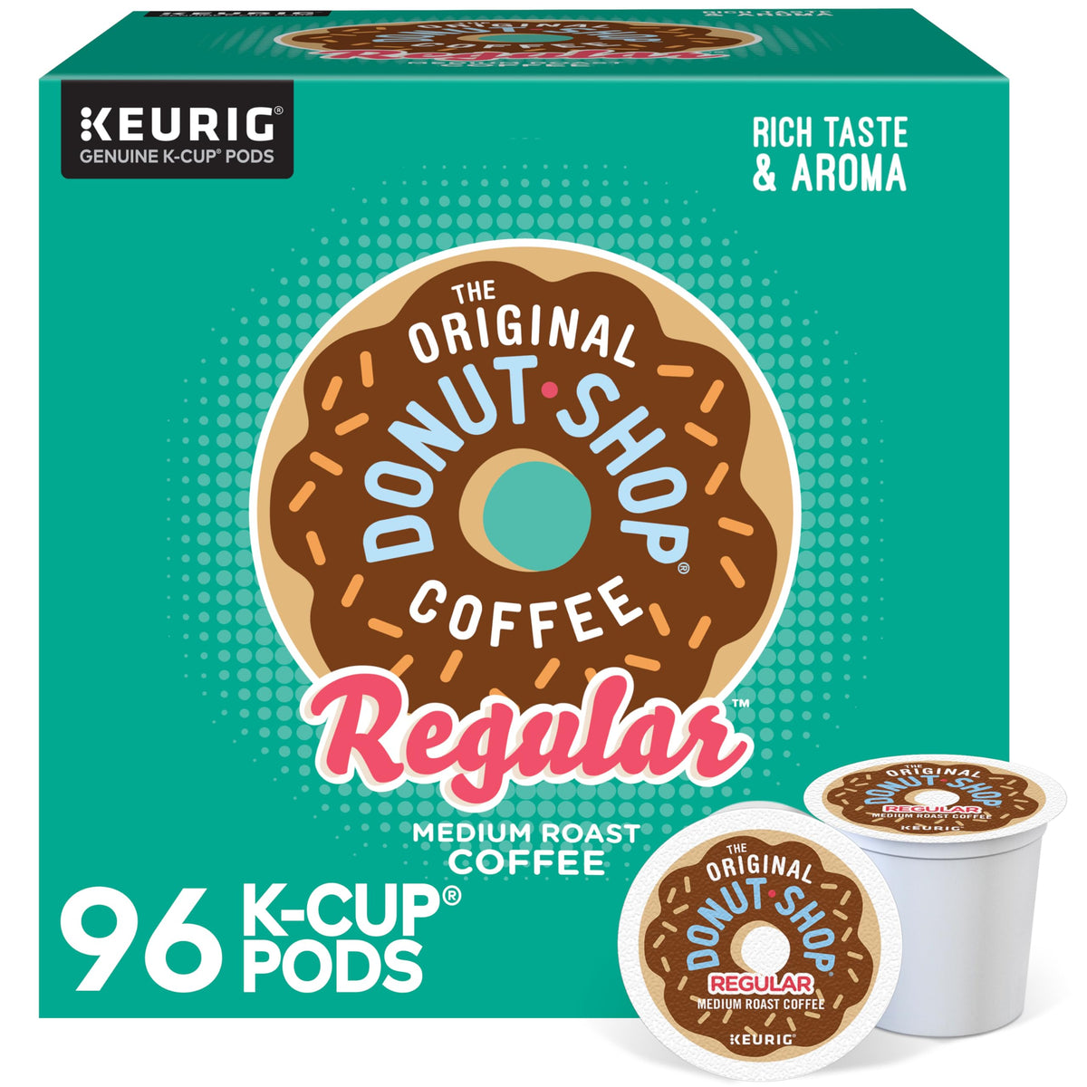 The Original Donut Shop Regular Keurig pods front view for quick, convenient brewing