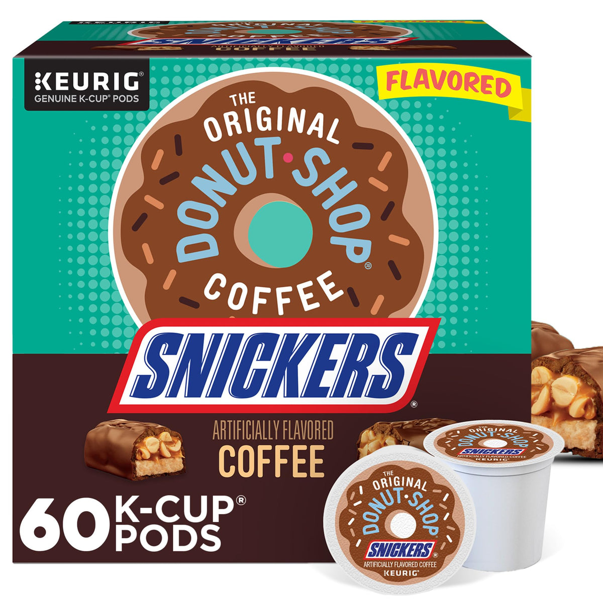 The Original Donut Shop Snickers Coffee packaging for quick mornings
