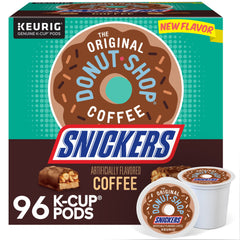 The Original Donut Shop Snickers coffee pod close-up showing creamy milk chocolate aroma