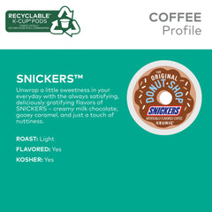 Steam rising from a hot Snickers coffee cup ready to sip