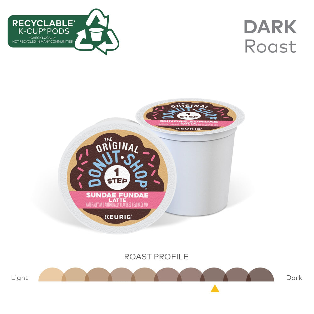 The Original Donut Shop Sundae Fundae Latte pod inserted into a Keurig.