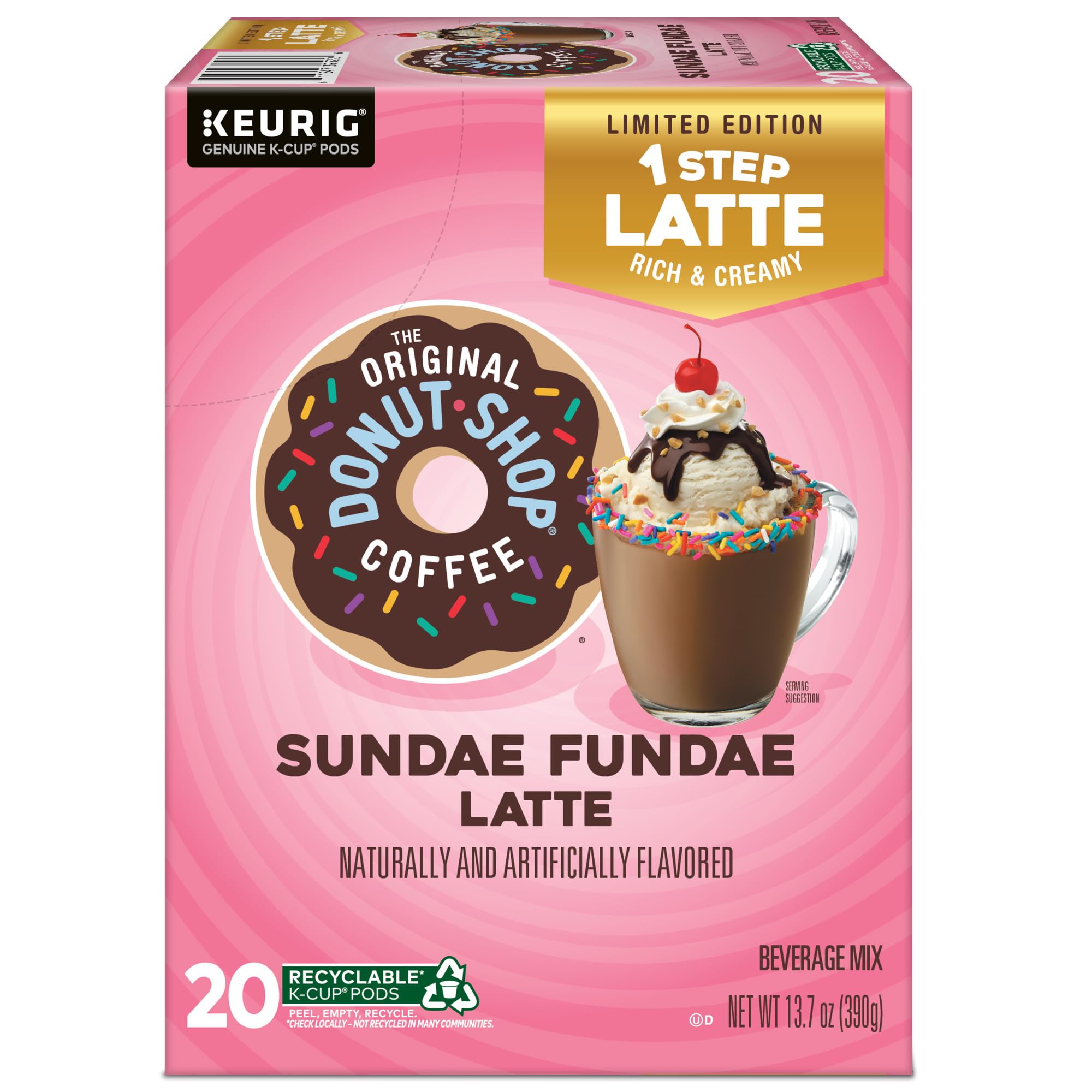 The Original Donut Shop Sundae Fundae Latte flavor hints evoke a sundae vibe.