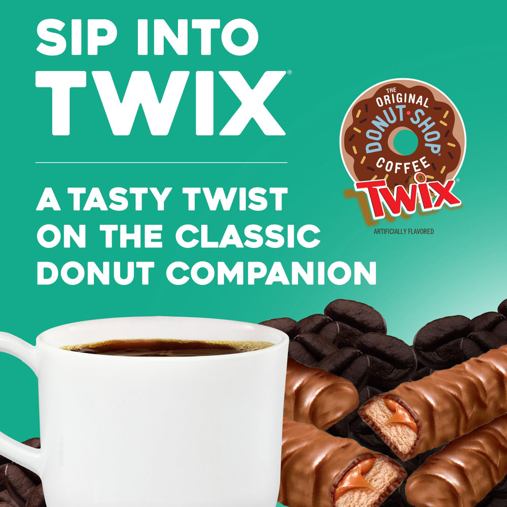 The Original Donut Shop Twix coffee K-Cup pods back of box with brew instructions.