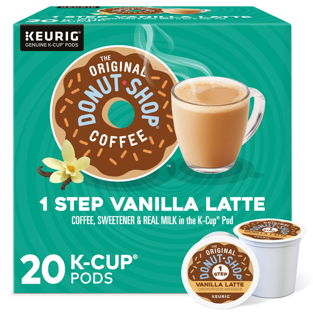 The Original Donut Shop Vanilla Latte pod ready for a quick at-home latte.