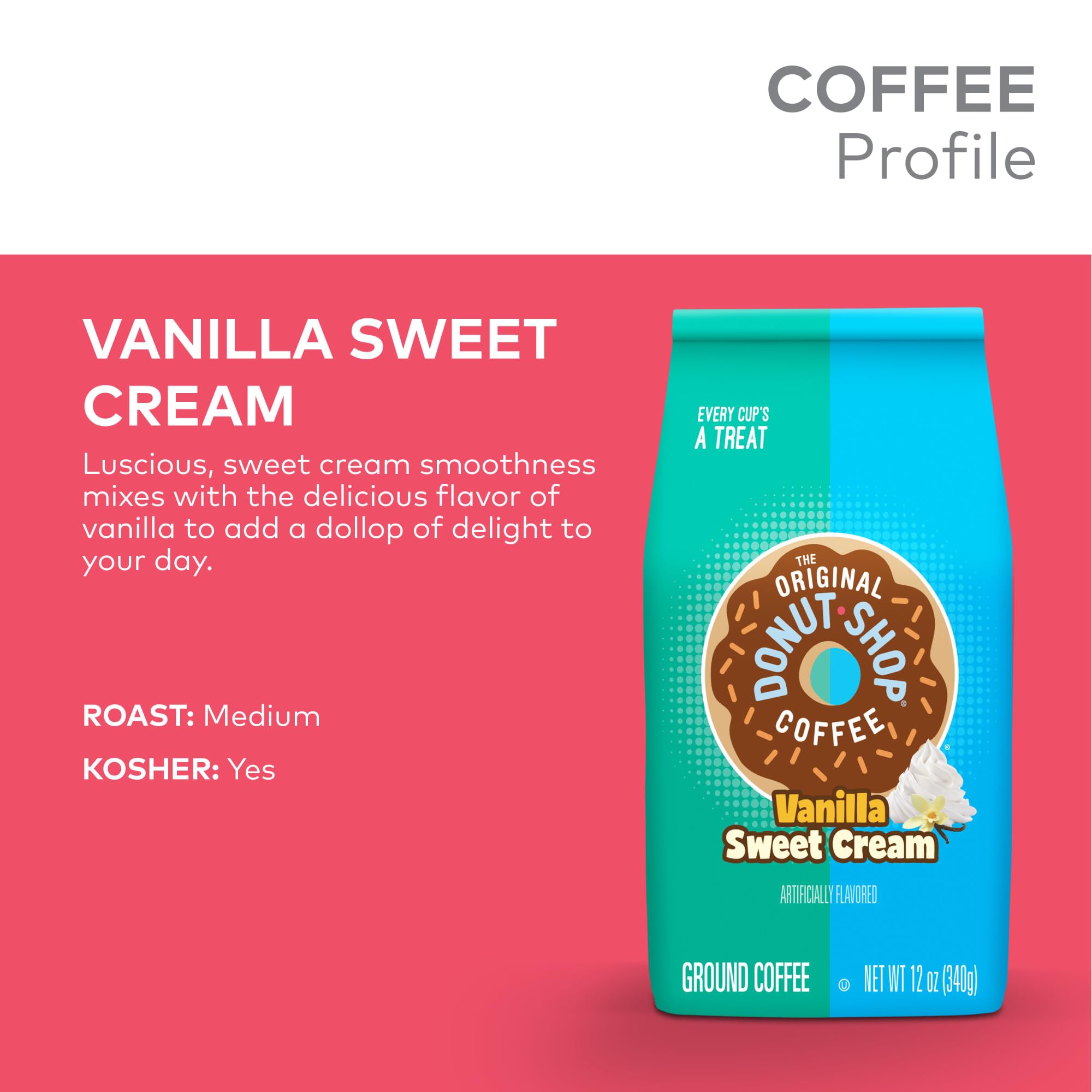 The Original Donut Shop Vanilla Sweet Cream pour-over brew with vanilla aroma.