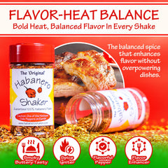 The Original Habanero Shaker dispense action demonstrates controlled seasoning.