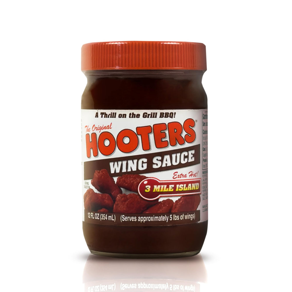 The Original Hooters 3 Mile Island sauce bottle displaying bold heat and flavor.
