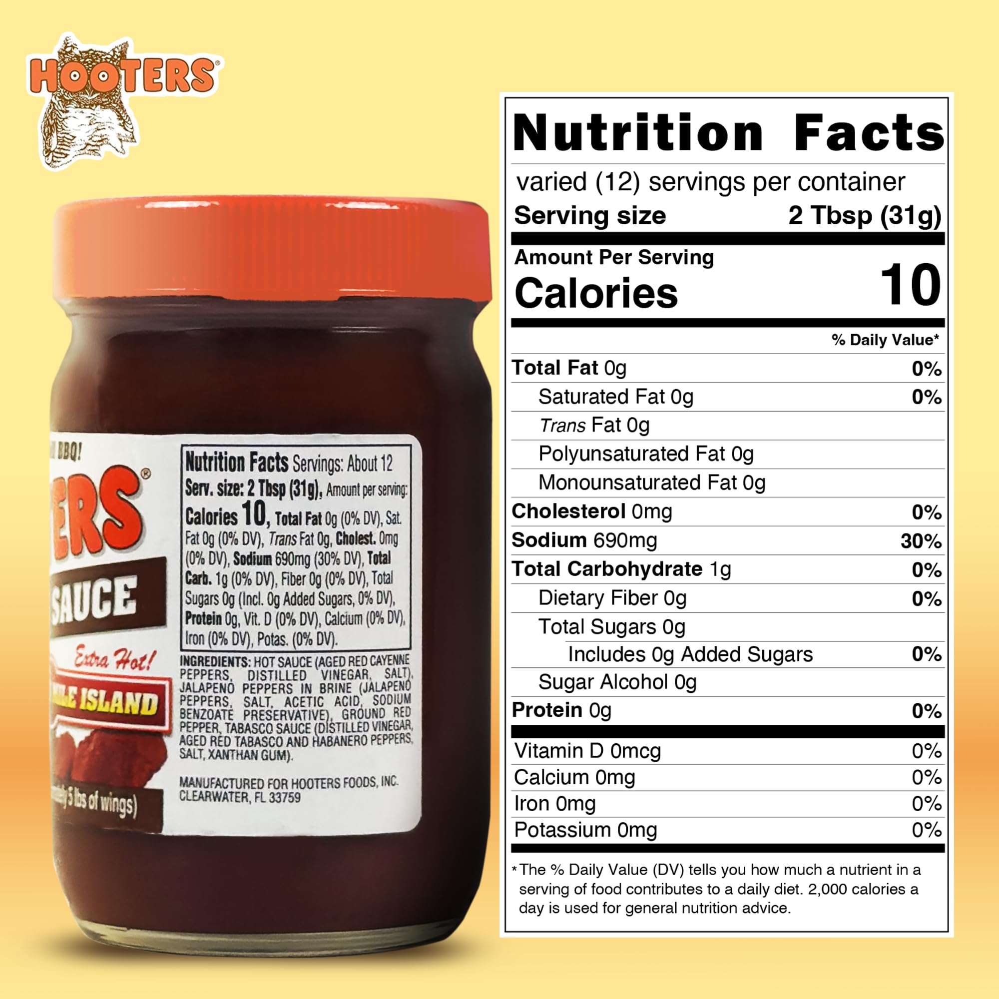 The Original Hooters 3 Mile Island sauce in a dipping bowl for seafood and snacks.