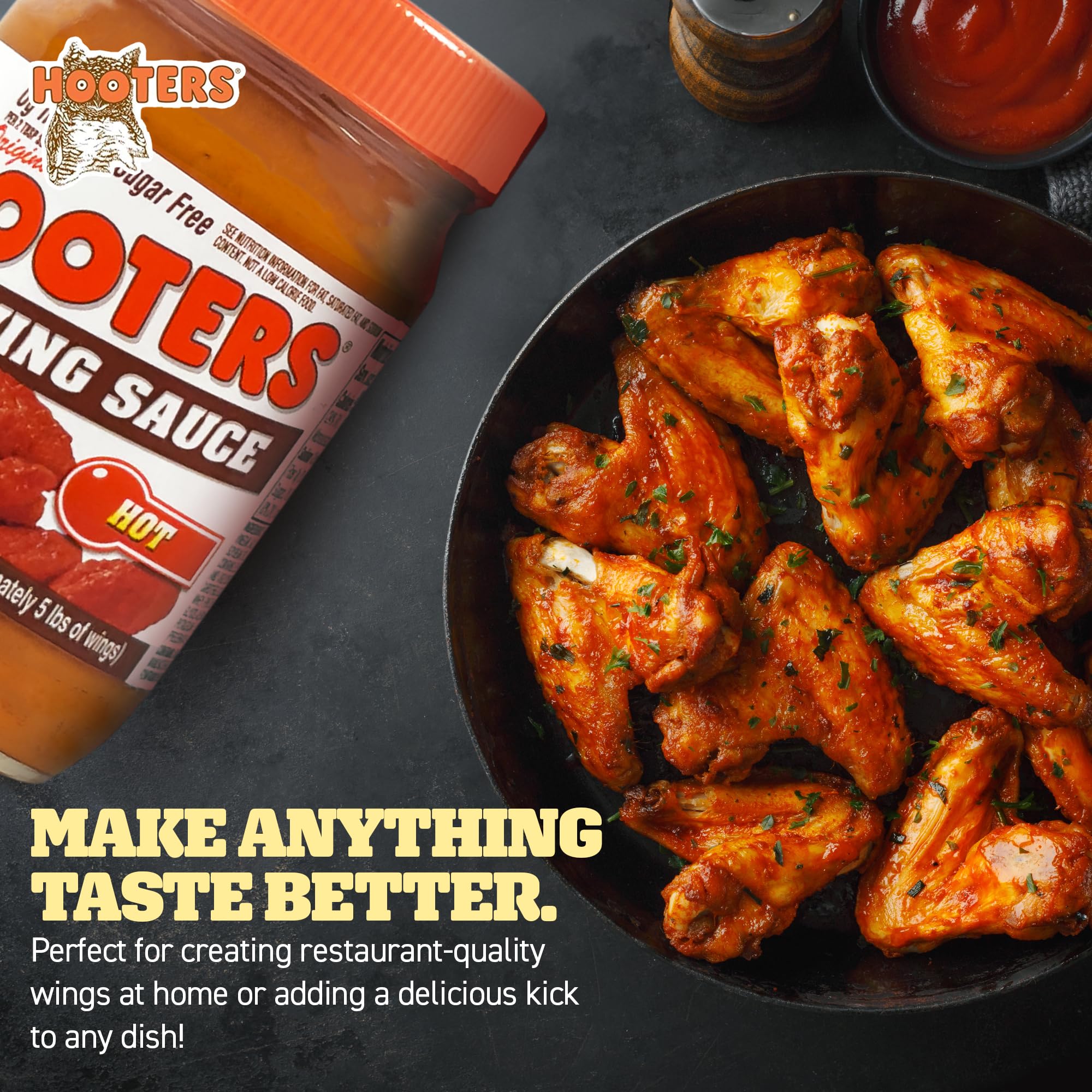 The Original Hooters Wing Hot dipping-fries image suggests quick pairings.