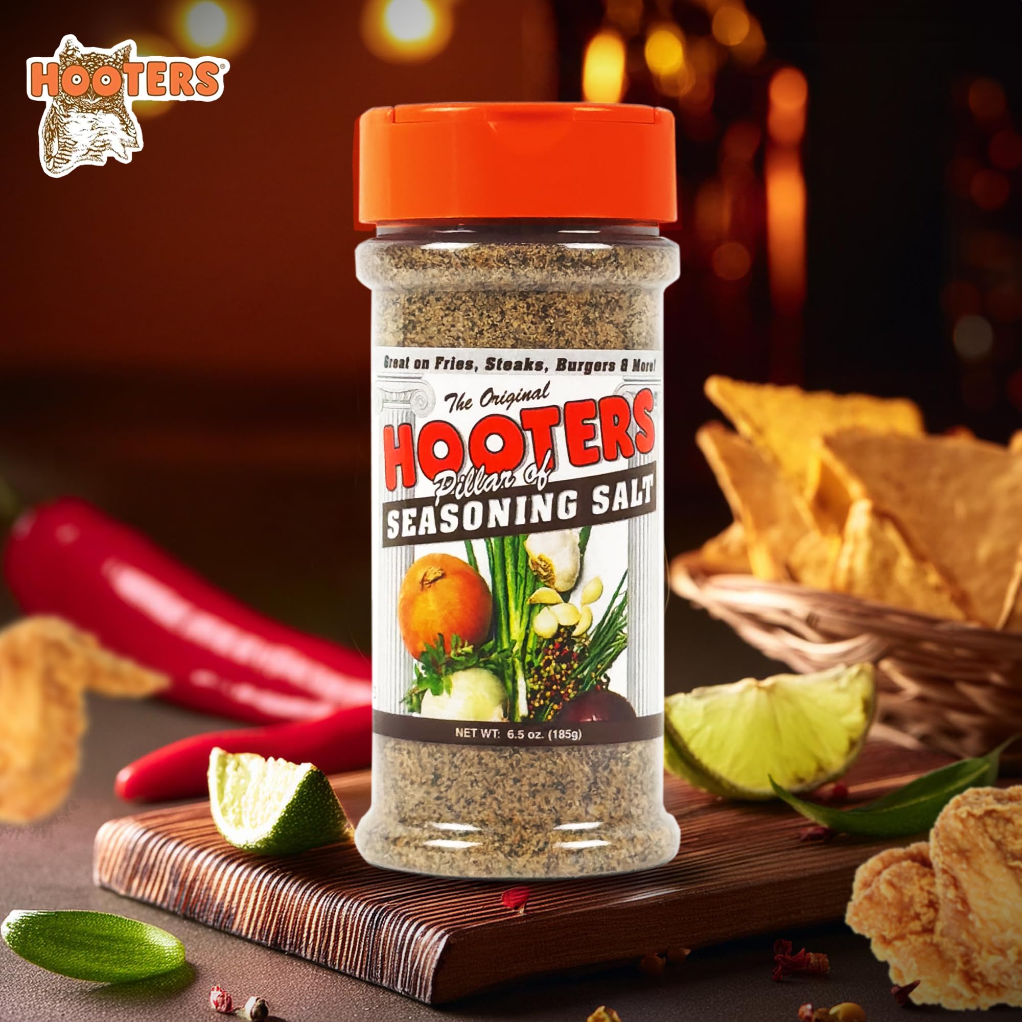 Grilled meats benefit from garlic and onion notes with The Original Hooters Seasoning Salt