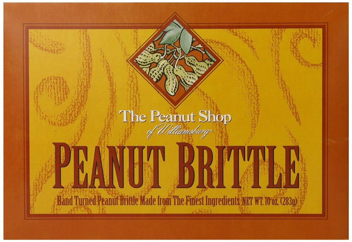 The Peanut Shop of Williamsburg Homestyle Brittle Box, nostalgic gift for sharing.