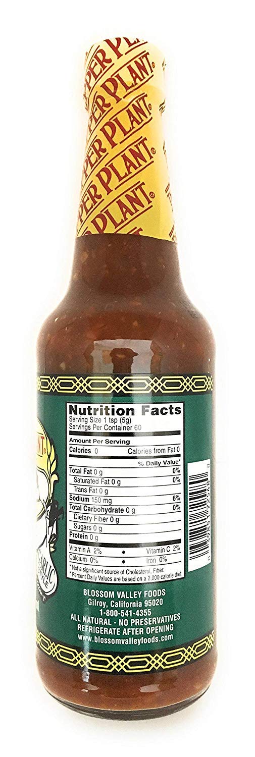 The Pepper Plant label design photo highlighting Gilroy garlic capital origin and bold flavor