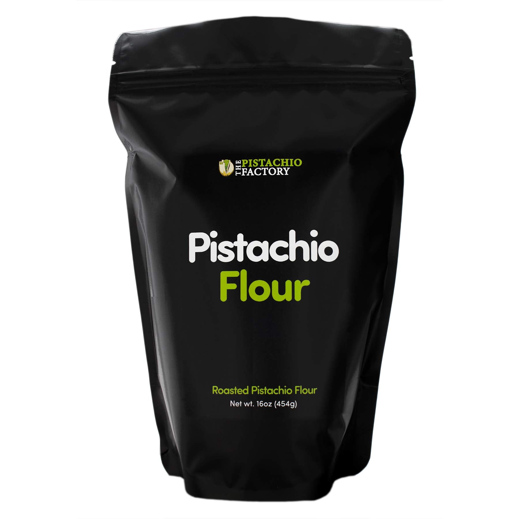 The Pistachio Factory pistachio flour close-up, gluten-free baking base.