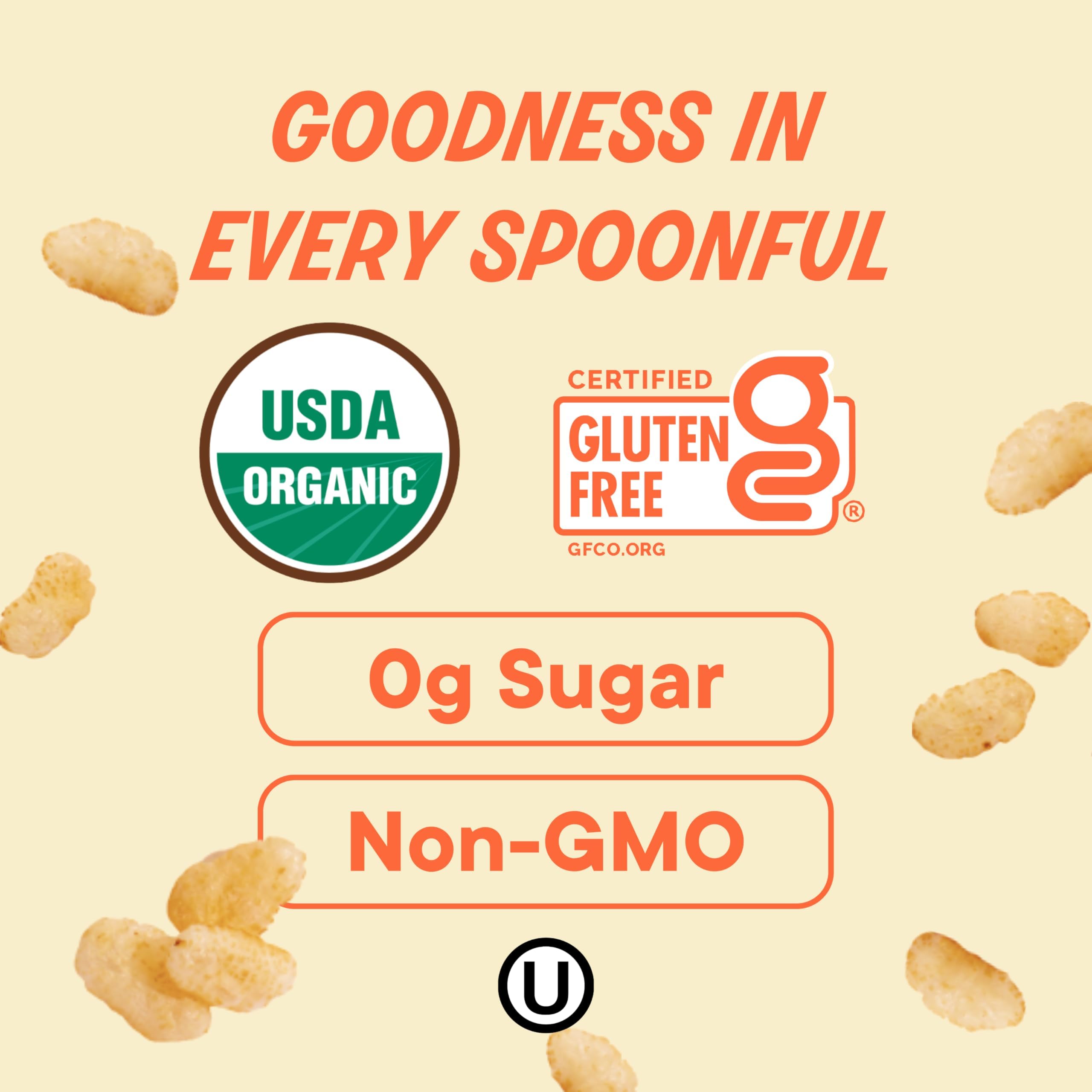 The Real Cereal Company Organic Brown Rice Crisps highlight organic simplicity with clean ingredients.