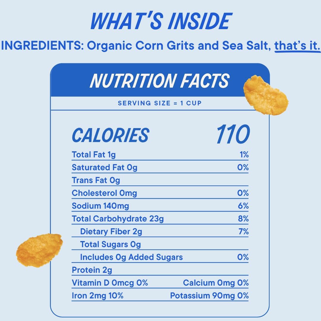 The Real Cereal Company oven-roasted corn flakes deliver a crisp bite.