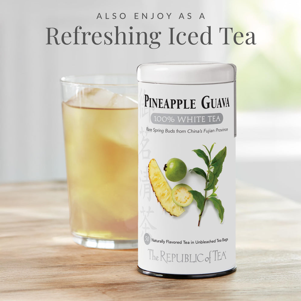 The Republic of Tea 100-percent China White Tea origin is showcased.