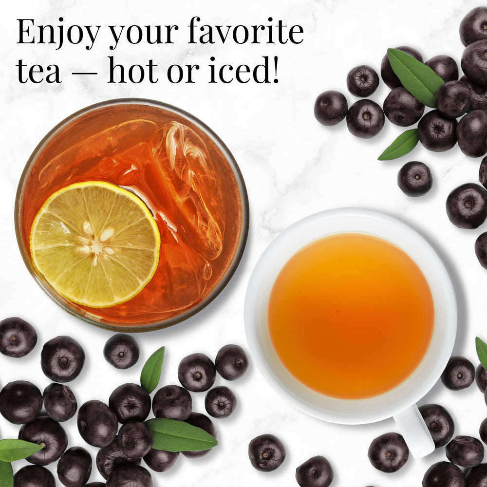 The Republic of Tea Acai Berry Green Tea steeped cup—antioxidants and gluten-free convenience