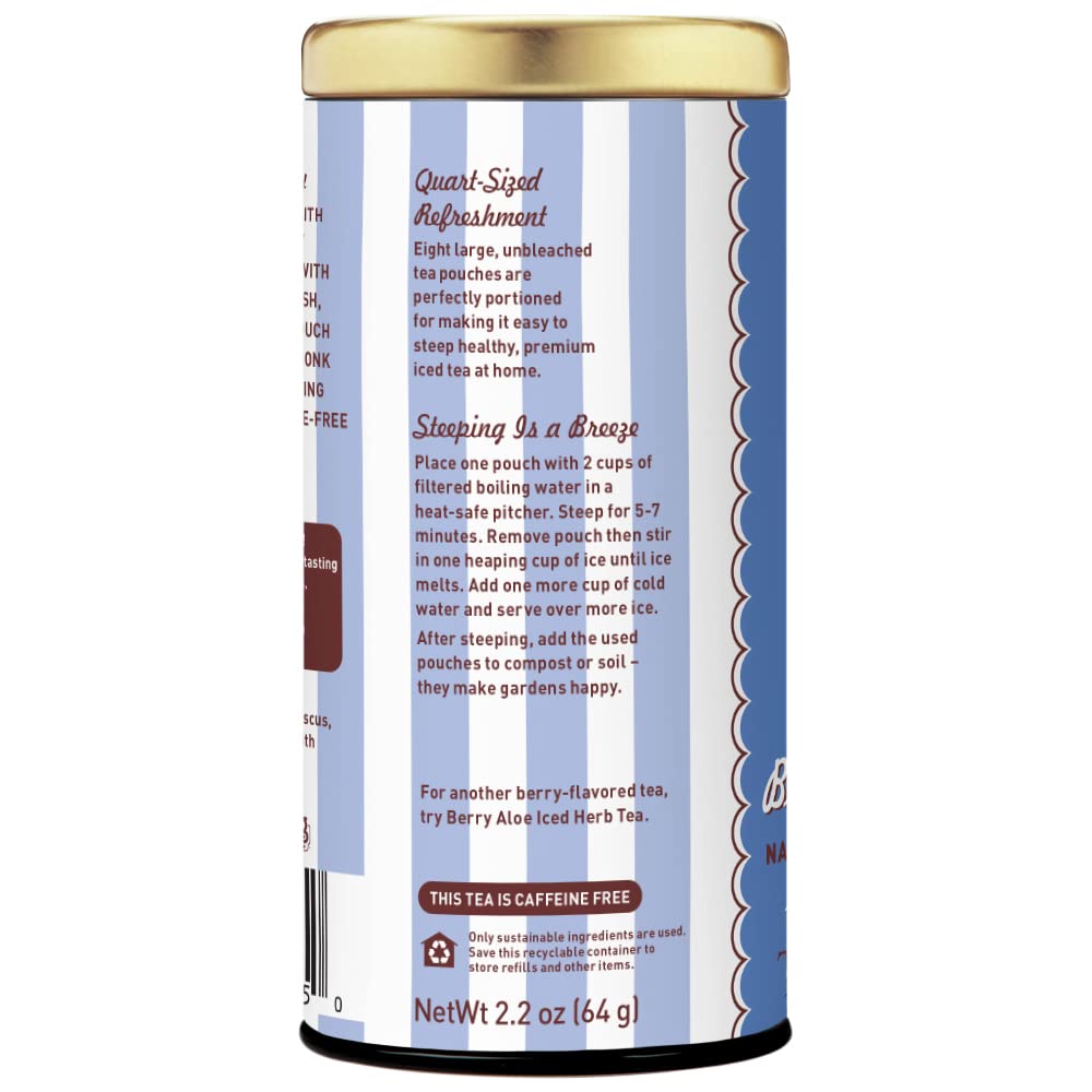 The Republic of Tea Blueberry Hibiscus Iced Tea brew close-up releasing flavor.