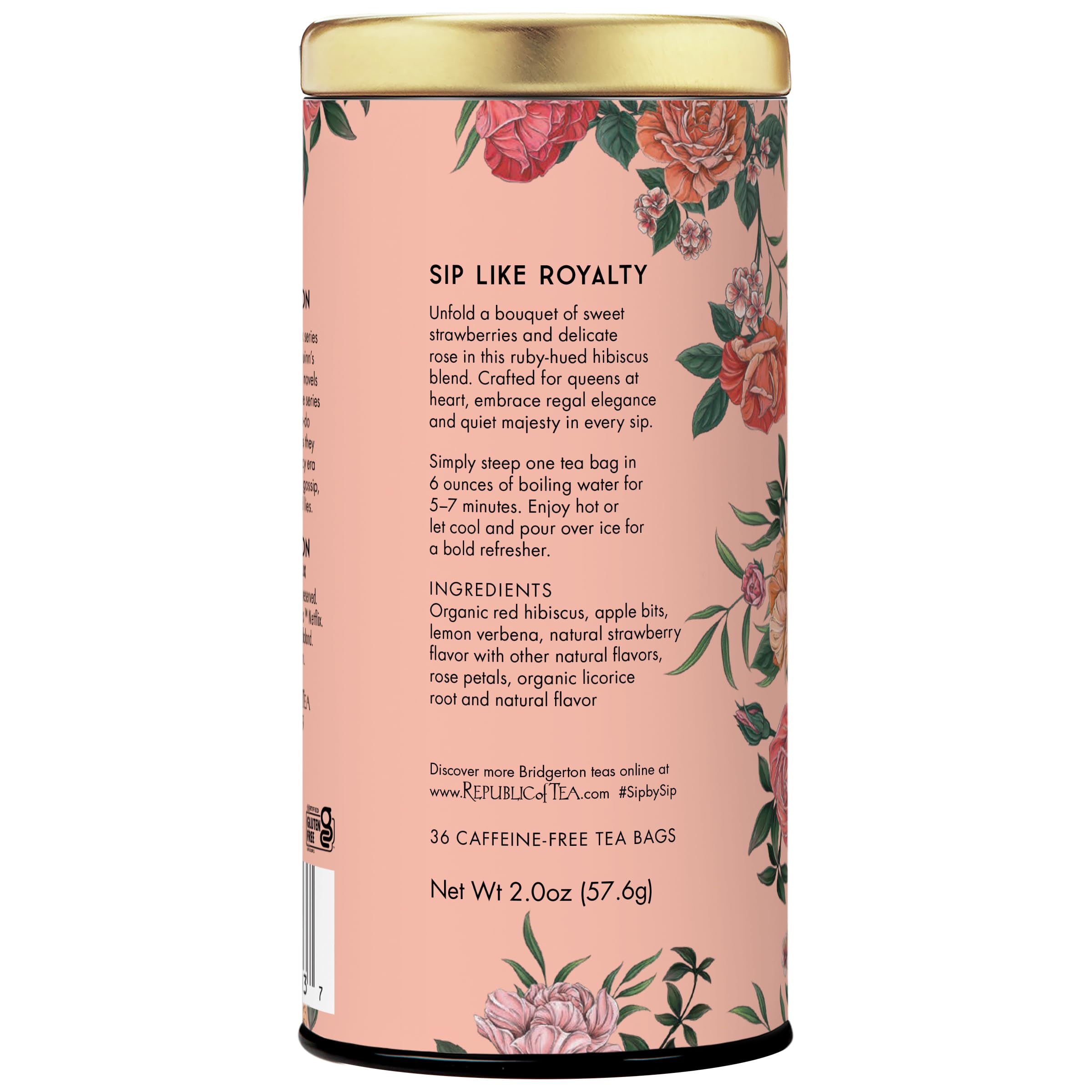 The Republic of Tea Bridgerton Queen Charlotte Ruby Tea dry blend with strawberry fragrance