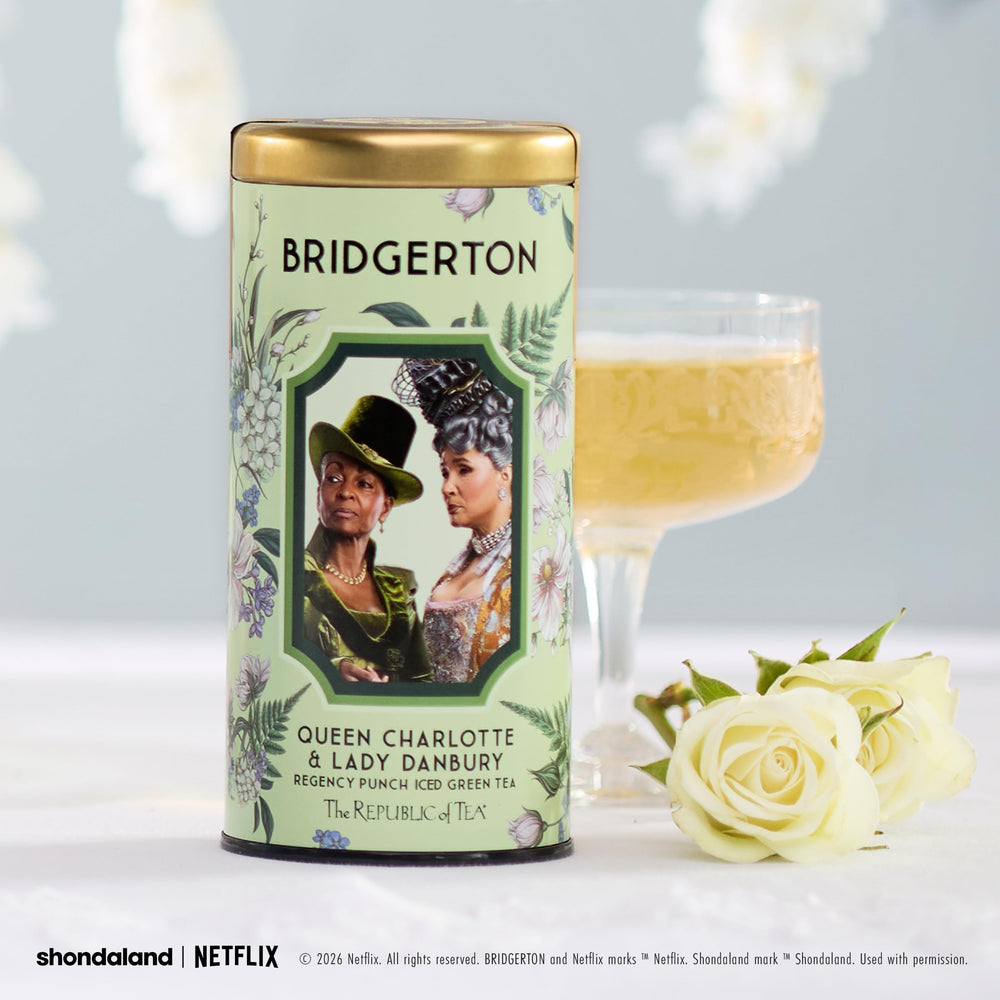 The Republic of Tea Bridgerton Regency Punch sliced citrus enhances aroma and brightness.