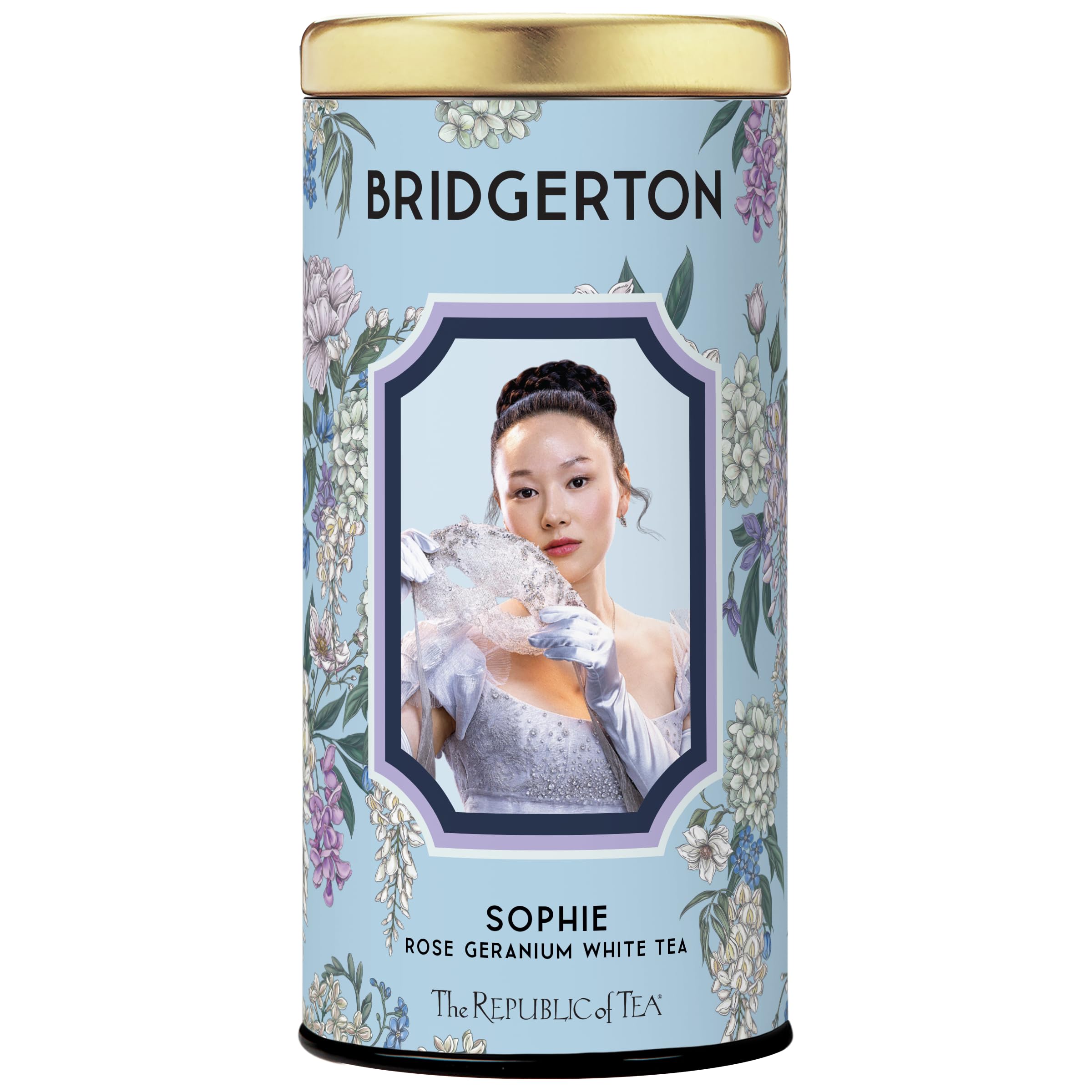 The Republic of Tea Bridgerton Sophie Rose Geranium White Tea bags offer floral aroma for a relaxing ritual