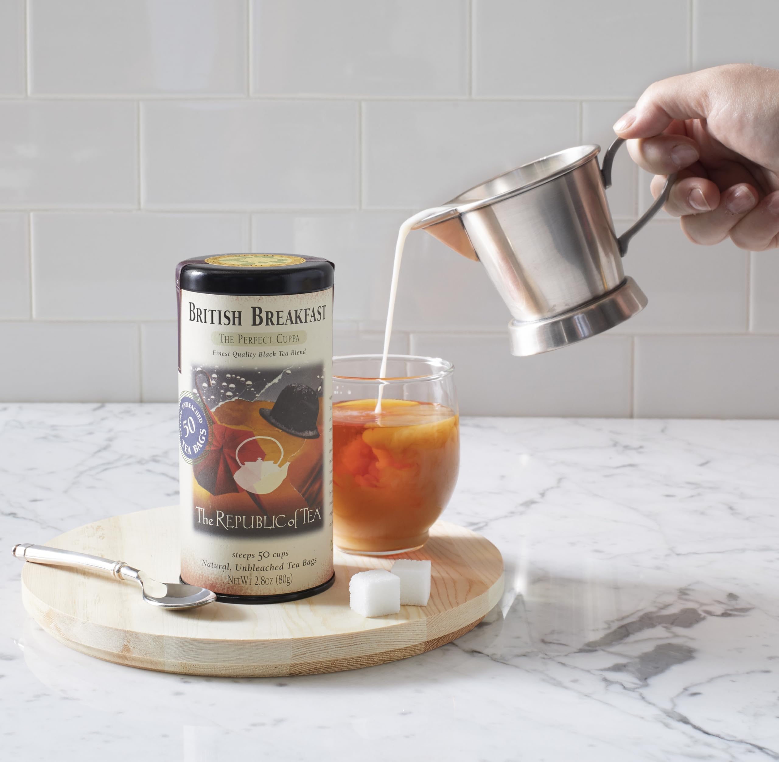 The Republic of Tea British Breakfast Tea brew in cup delivers bold flavor.
