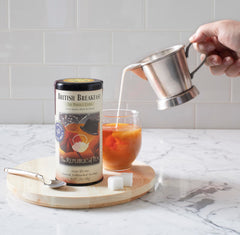 The Republic of Tea British Breakfast Tea brew in cup delivers bold flavor.