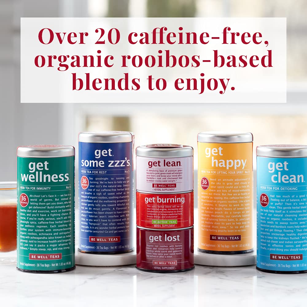 The Republic of Tea caffeine-free herbal infusion in mug for evening unwind.