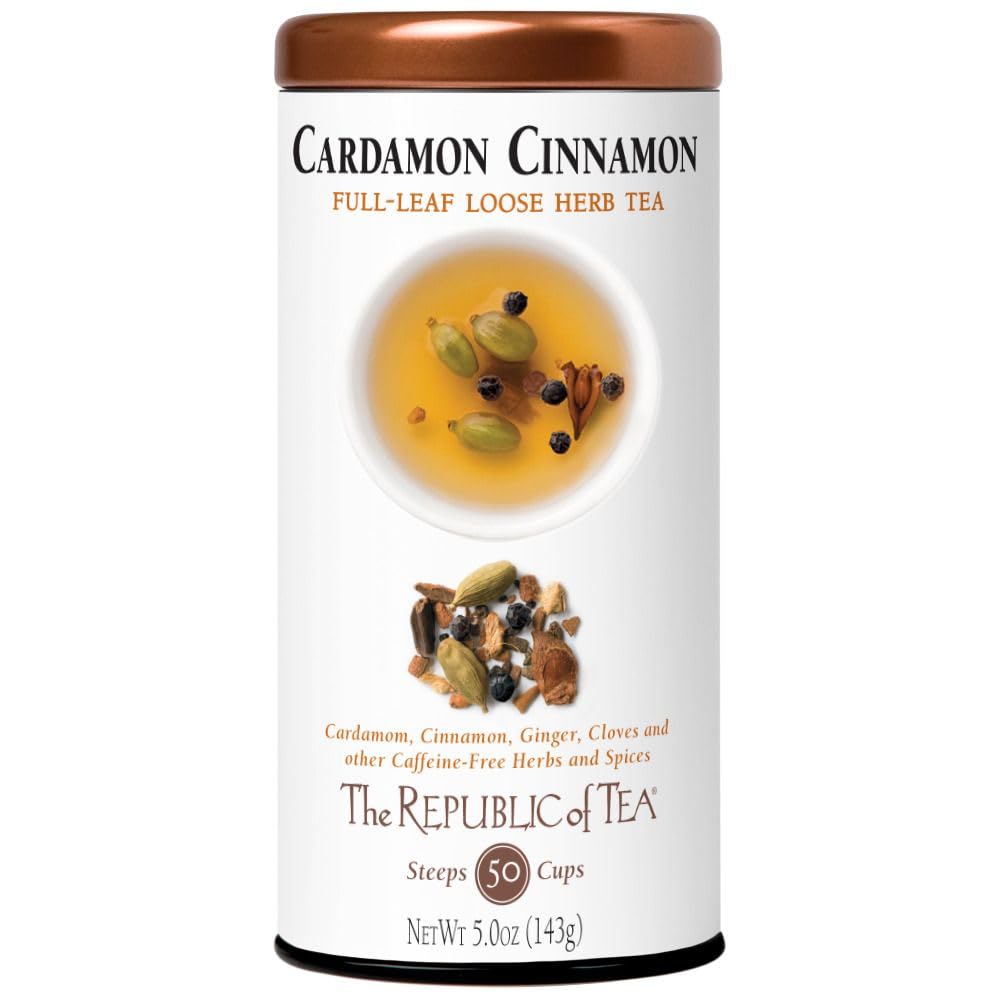 The Republic of Tea Cardamon Cinnamon herbal full-leaf tea cup warming aroma