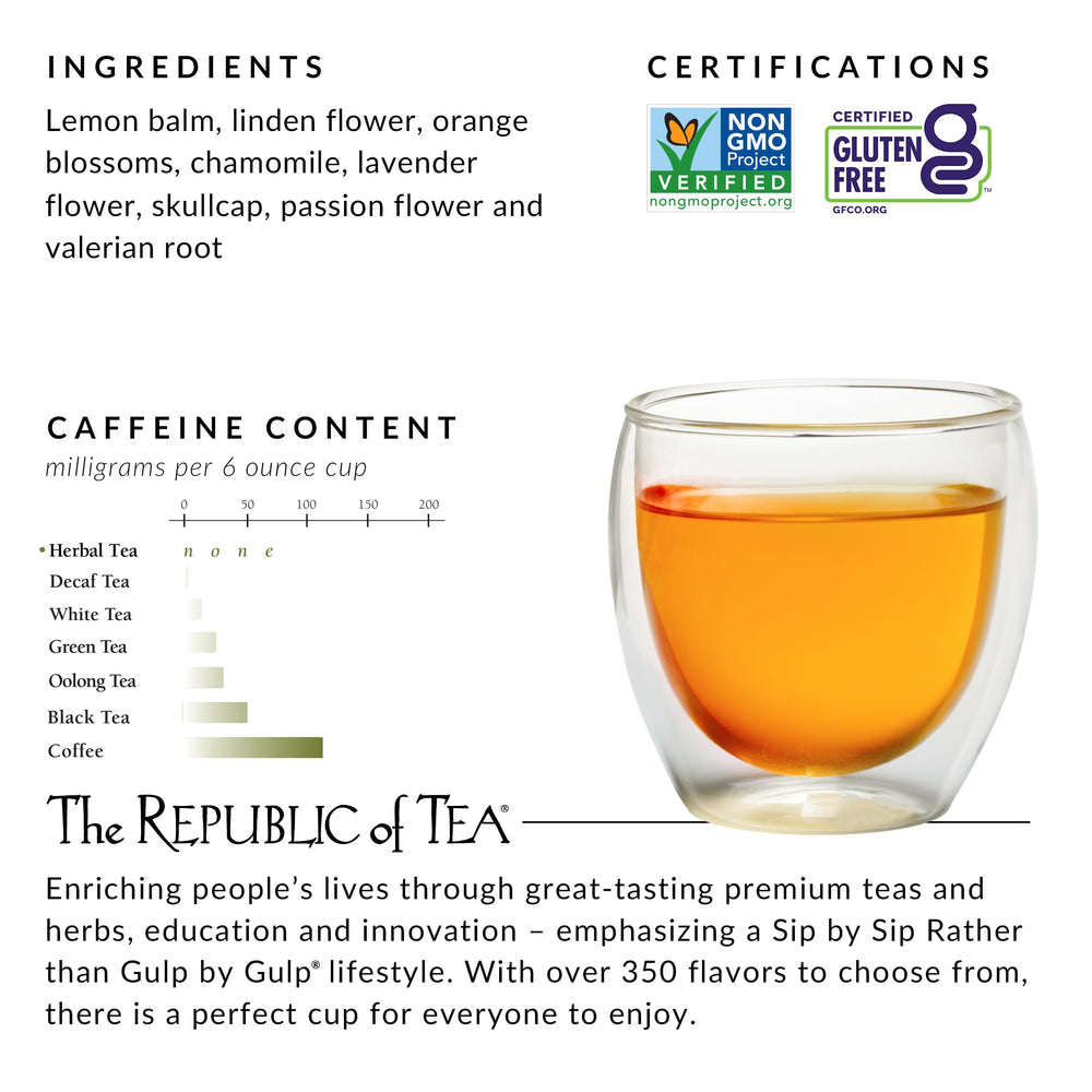 Chamomile lemon tea in a cup by The Republic of Tea, inviting aroma