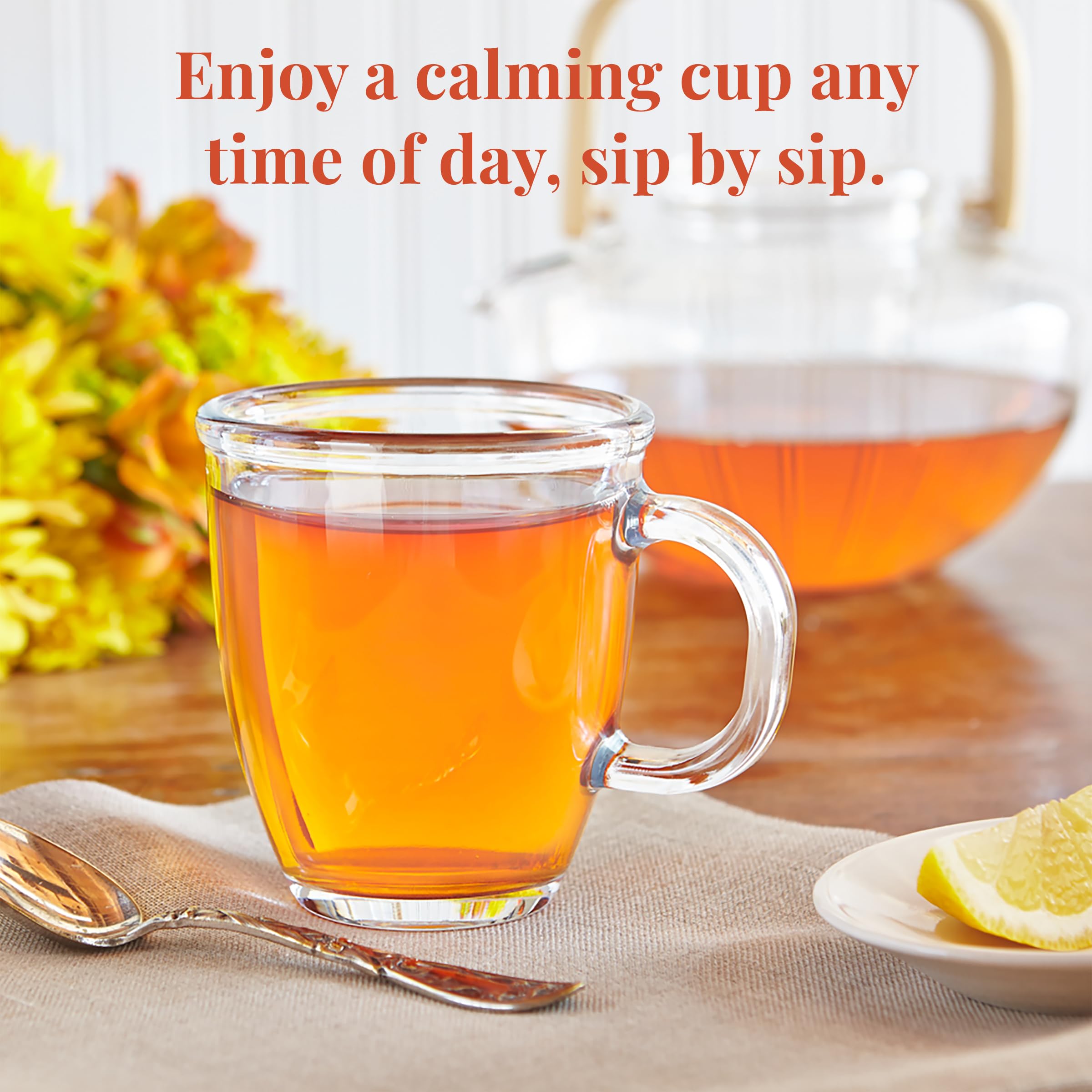 The Republic of Tea chamomile lemon tea label showing premium herbal blend