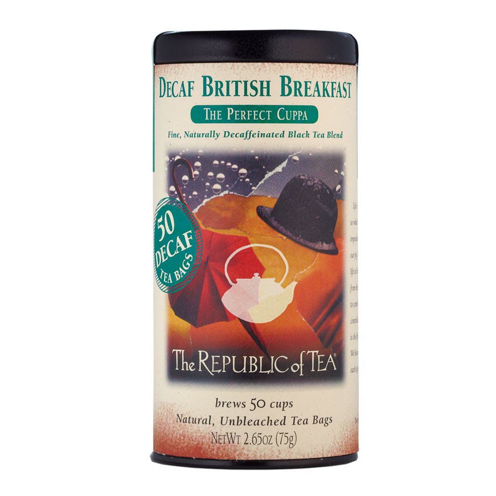 The Republic of Tea decaf British Breakfast tea bags offer bold flavor anytime