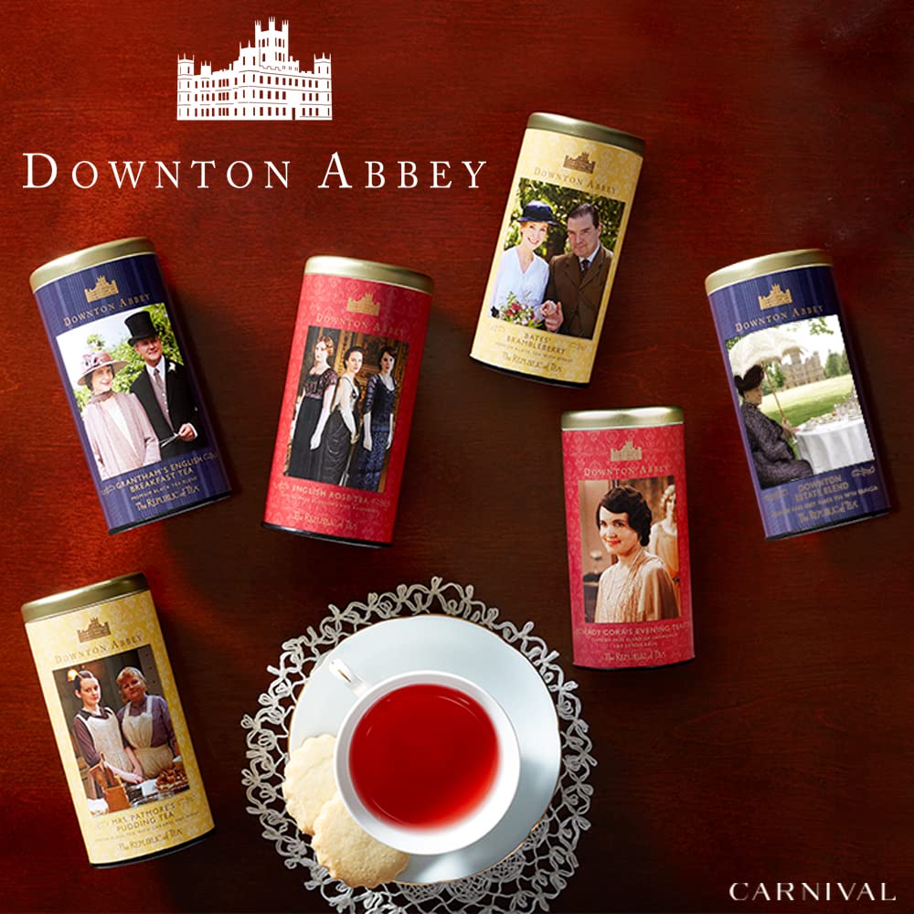 Elegant Downton Abbey packaging showcasing the brand’s tea quality.