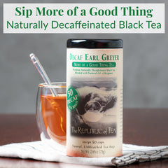 Brewing Earl Greyer Decaf: fragrant bergamot notes release during steeping.