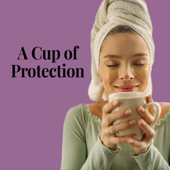 Steaming cup of The Republic of Tea elderberry tea evokes a soothing, caffeine-free moment.