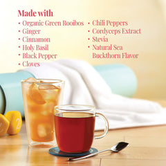 Organic green rooibos forms the mellow base of Get Burning.