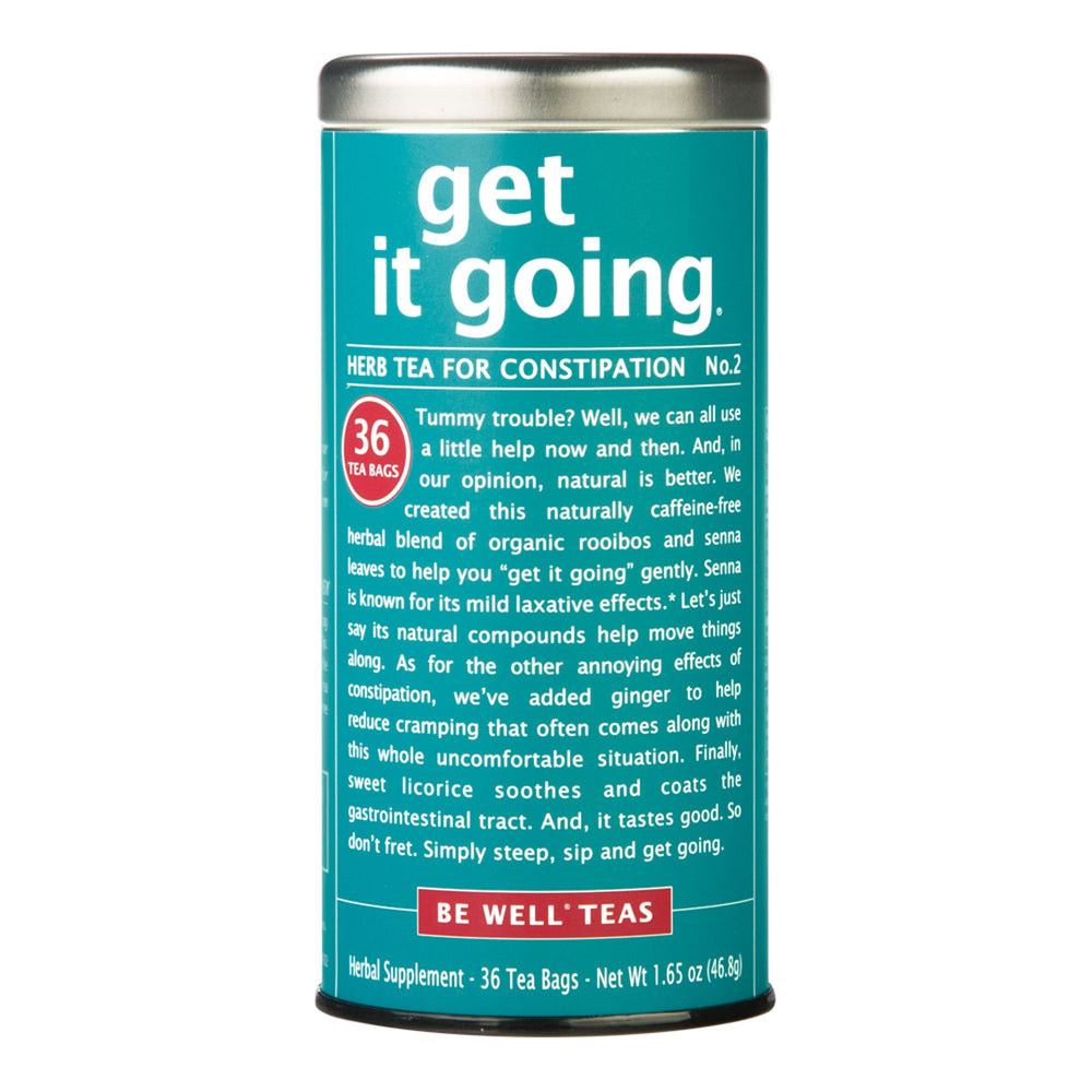 Packaging of The Republic of Tea Get It Going 36-count box for daily use.