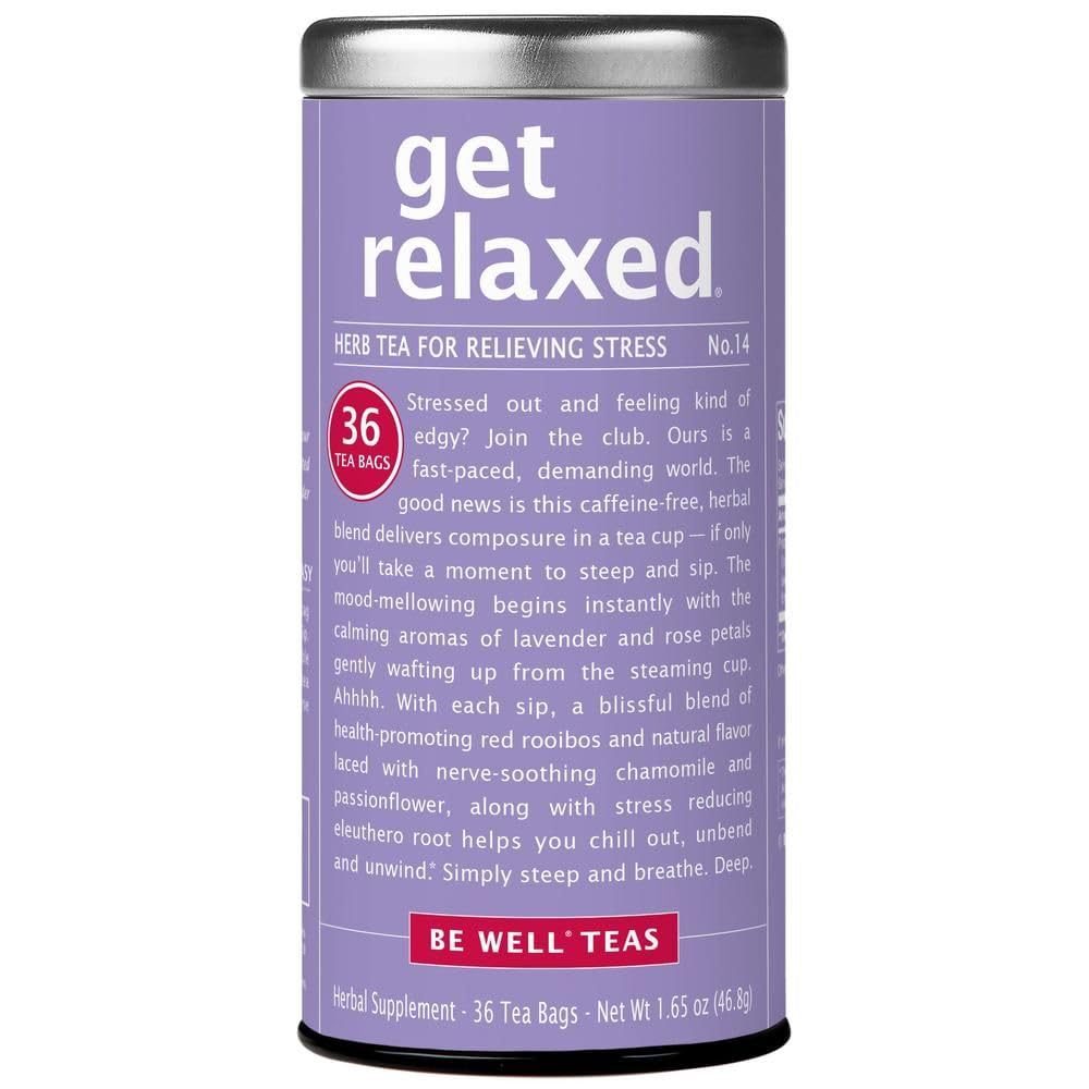 The Republic of Tea Get Relaxed No.14 tea bag close-up for a calming ritual.