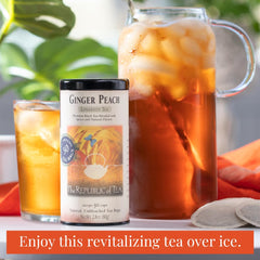 The Republic of Tea Ginger Peach Black Tea ingredients label with natural flavors