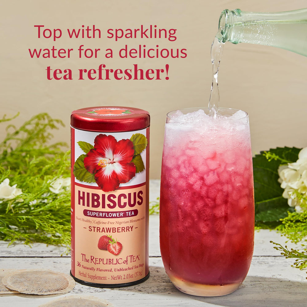 The Republic of Tea hot brew action, steeping to release ripe strawberry notes.