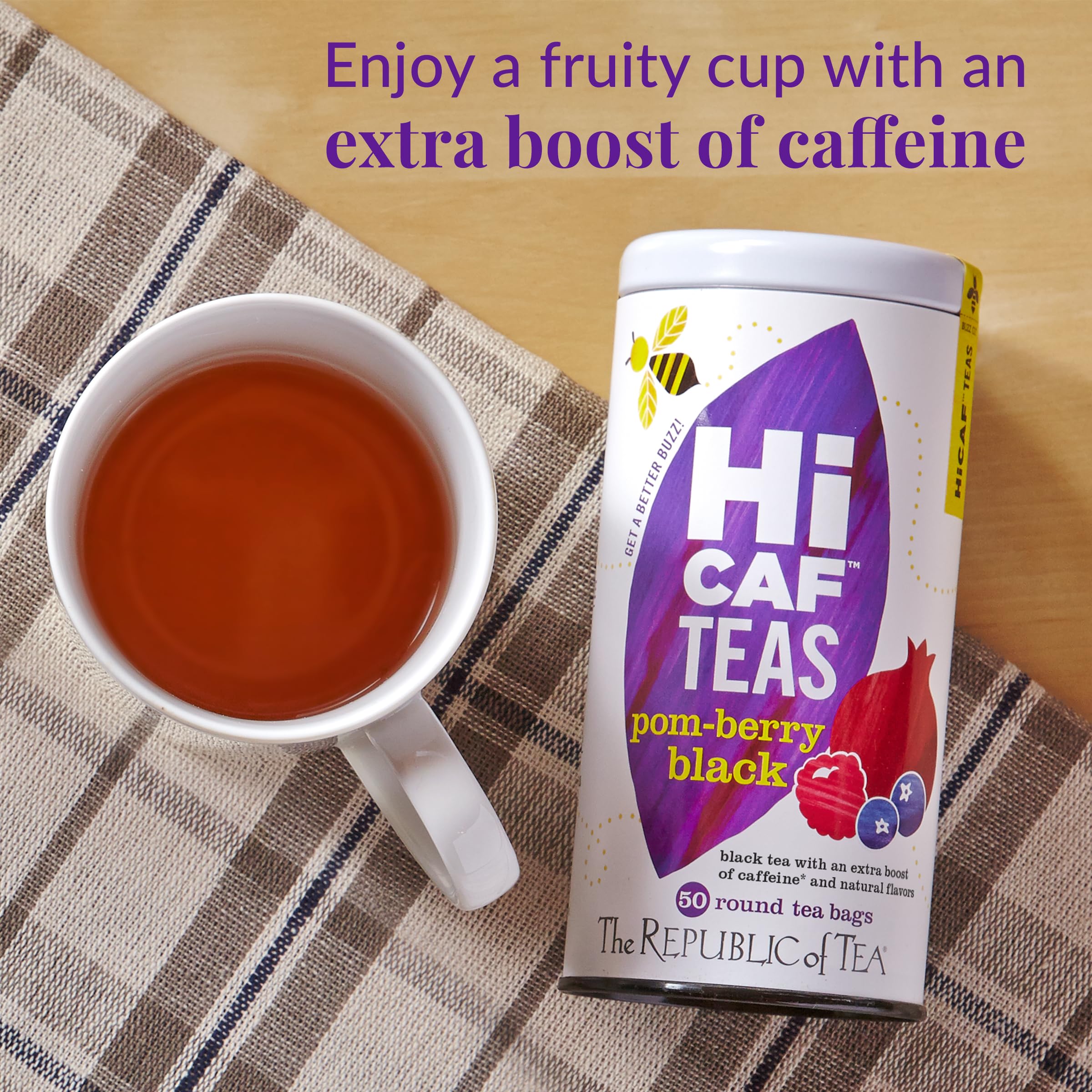 Steeping a Pom-Berry cup for a vibrant aroma and color.