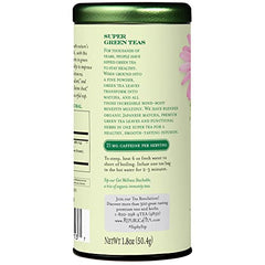 The Republic of Tea Immunity SuperGreen cup during steeping releasing warm aroma.
