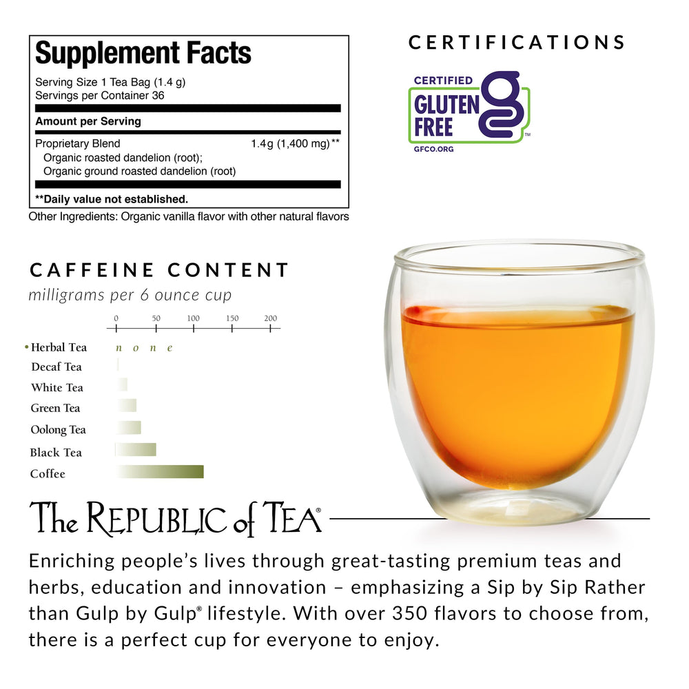 The Republic of Tea label close-up with organic certification