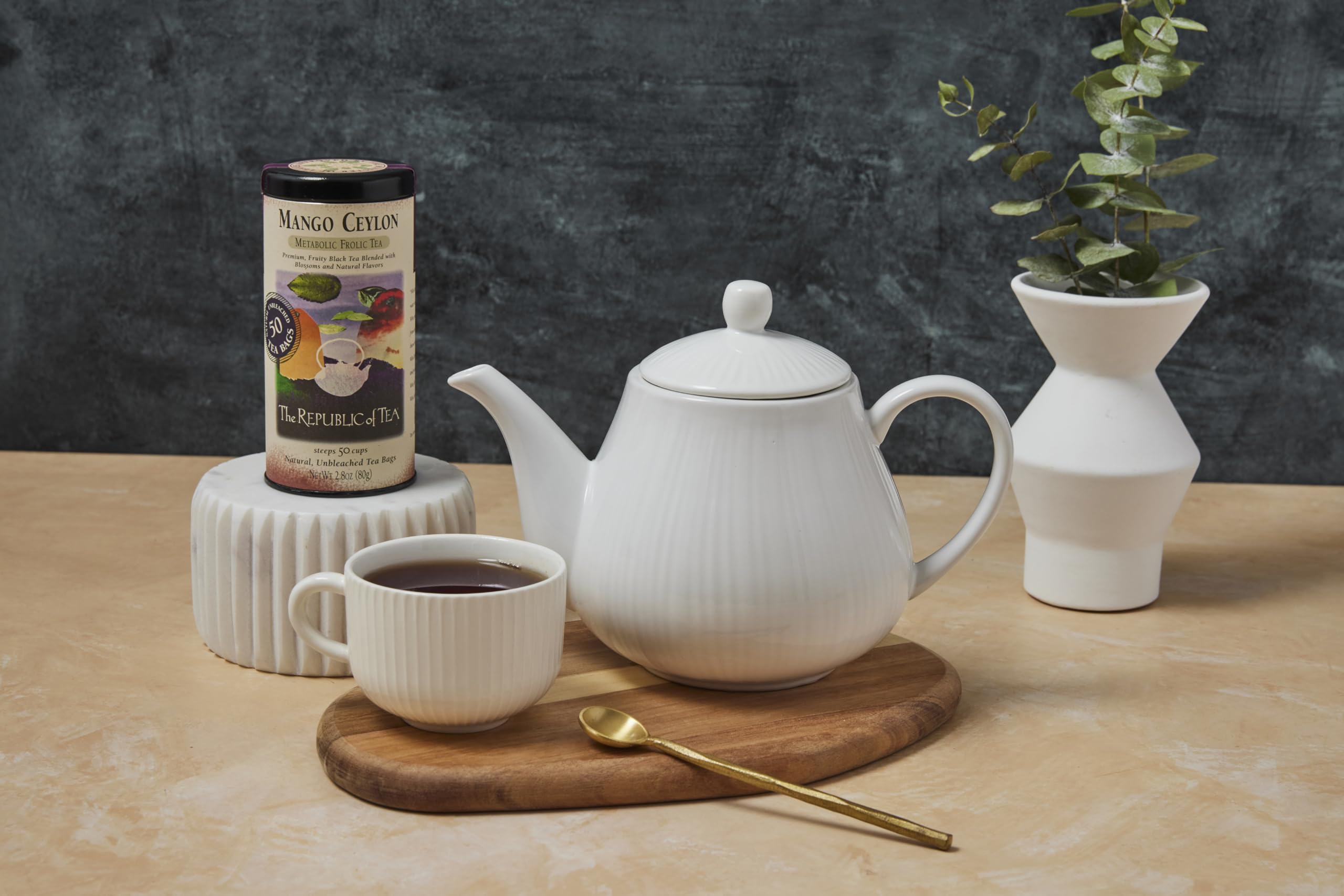 Metabolic Frolic tea bags close-up reveal fragrant blend ideal for afternoon pick-me-ups.