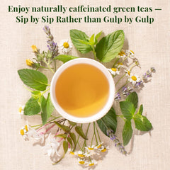 The Republic of Tea Jasmine Green Tea in hot steeped water releasing fragrance.