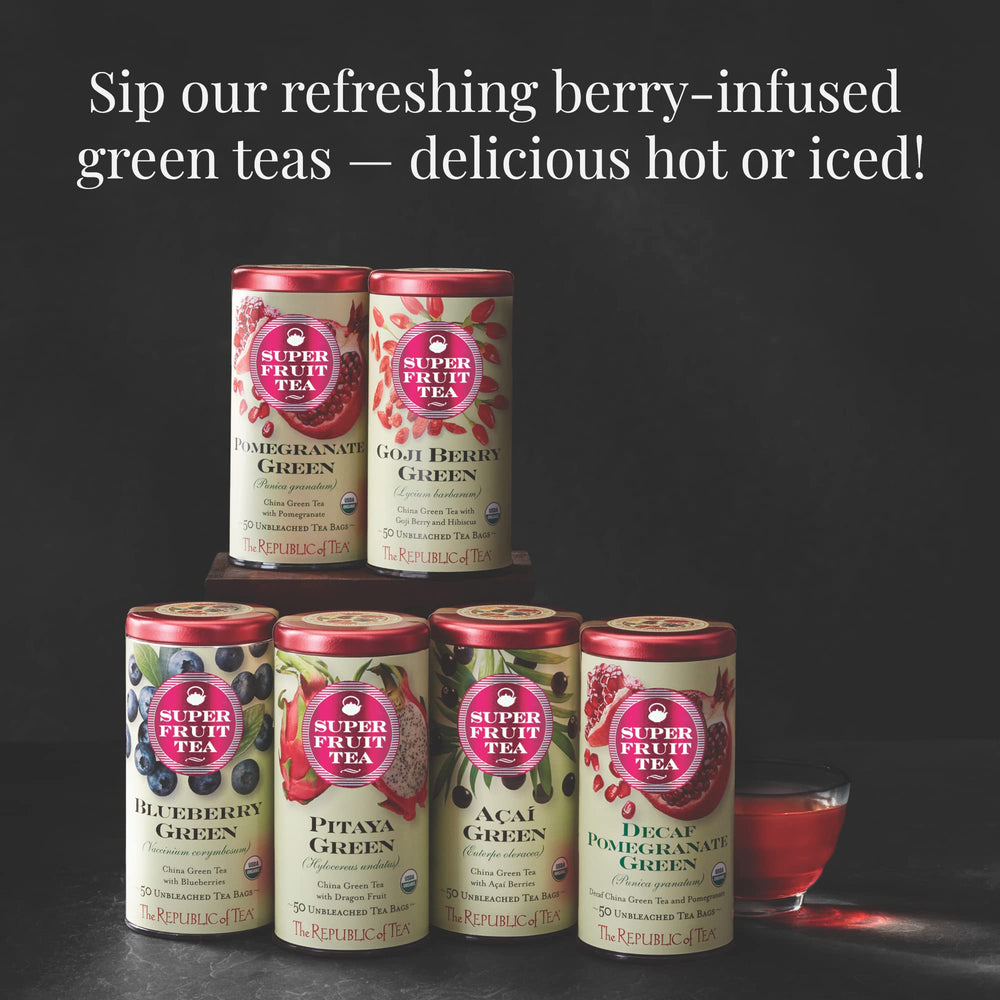 Kitchenscape with The Republic of Tea decaf green tea ready for a mindful break.