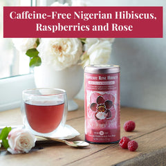 The Republic of Tea Raspberry Rose Hibiscus Tea 36-count bags, convenient to brew.